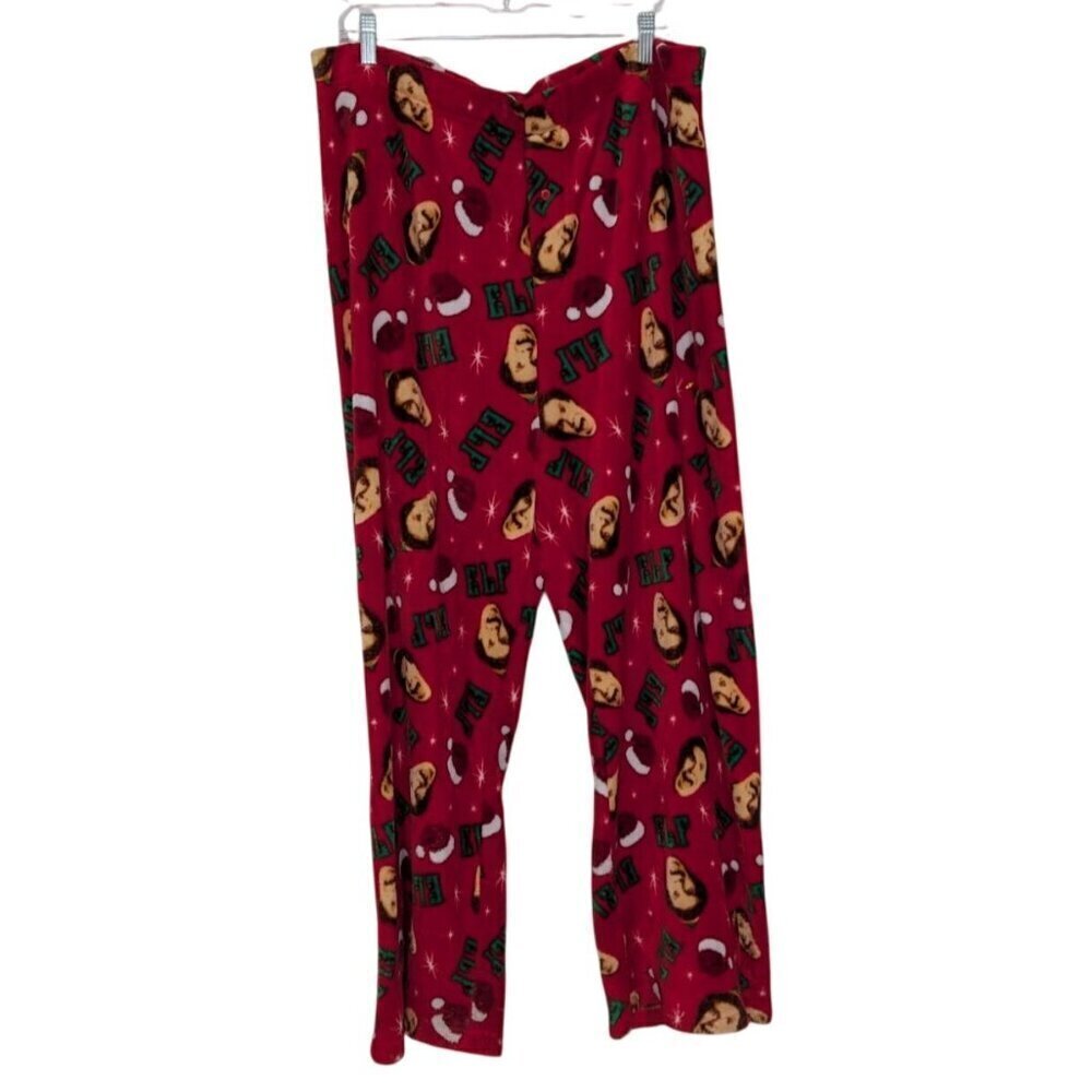 ELF the Movie Fleece Pajama Pants Mens 2XL Red Christmas Pull On Sleepwear